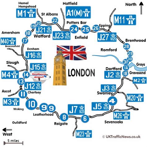 Map of all the M25 junctions | Map, Motorway, Potters bar