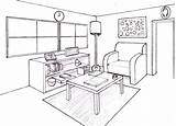 Living Room And Dining Ideas  Drawing Furniture Perspective sketch template
