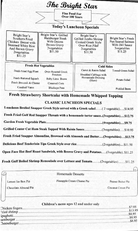 Bright Star Restaurant Menu | Grilled jumbo shrimp, How to grill steak ...