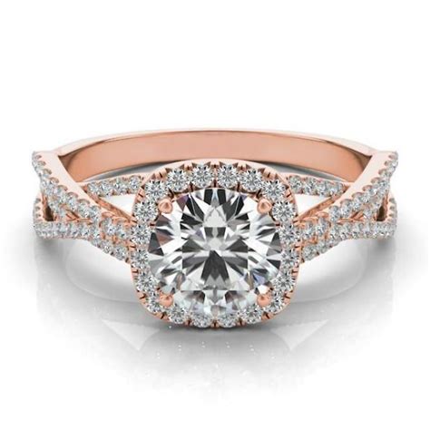 Forever One Moissanite & Diamond Braided Ring 14k Rose Gold, Moissanite Rings UK, USA, Canada ...