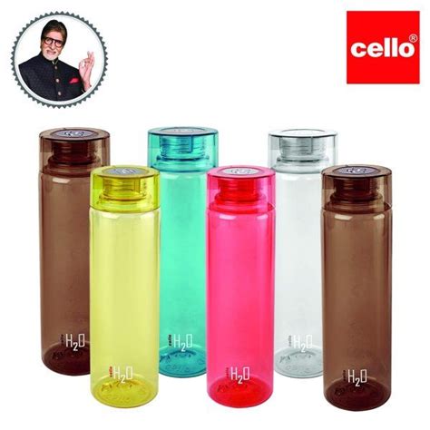 Cello H2O Premium Edition Plastic Bottle, 1 Litre, Set of 6, Multicolour - AArav Mart