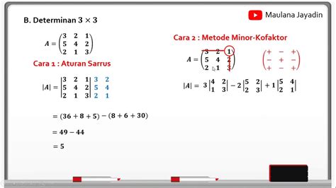 DETERMINAN MATRIKS 2 X 2 DAN 3 X 3 - ATURAN SARRUS DAN METODE MINOR ...