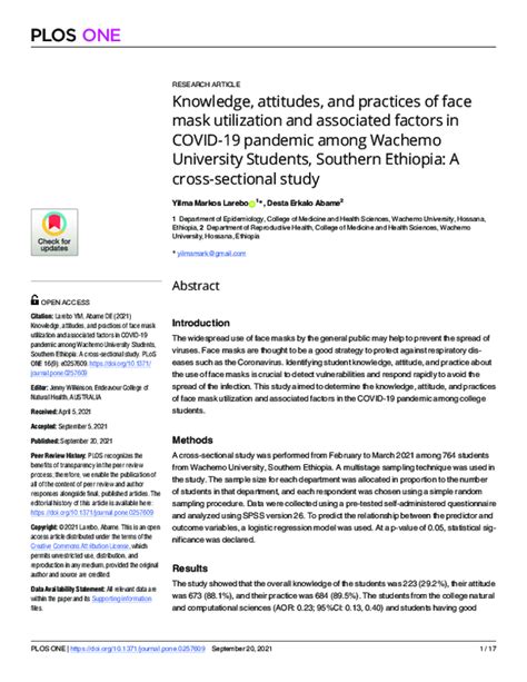 (PDF) Knowledge, attitudes, and practices of face mask utilization and associated factors in ...