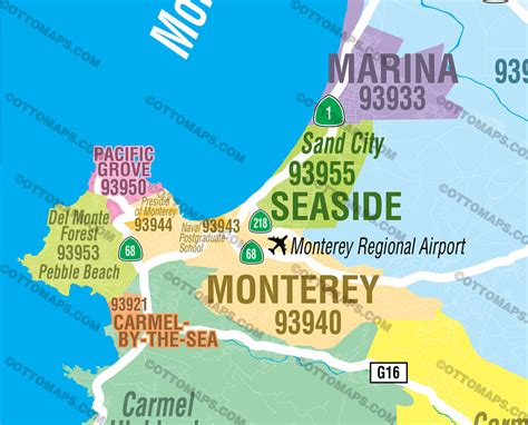 Monterey County Zip Code Map - California – Otto Maps