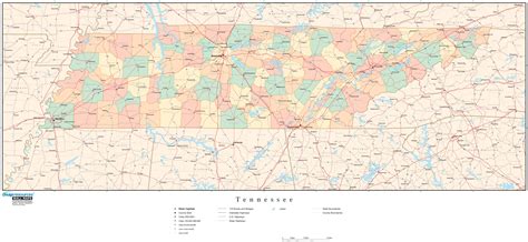 Tennessee Wall Map with Counties by Map Resources - MapSales