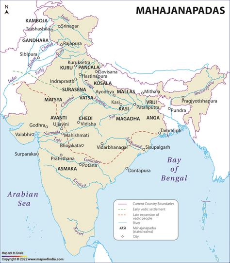 Mahajanapadas Map, Map of 16 Mahajanapadas | Map, Ancient india map ...