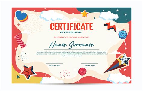 Colorful Fun Certificate for Kids Template 20310327 Vector Art at Vecteezy