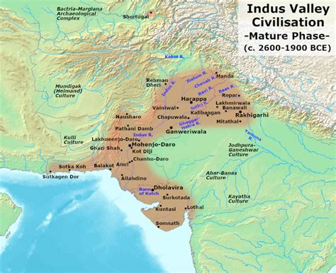 File:Indus Valley Civilization, Mature Phase (2600-1900 BCE).png - Wikimedia Commons