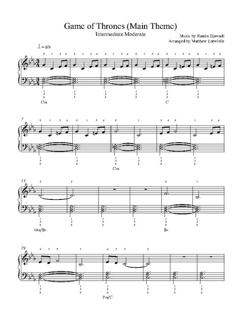 Game of Thrones Main Theme by Ramin Djawadi Sheet Music & Lesson ...