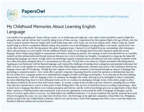 My Childhood Memories About Learning English Language - Free Essay ...