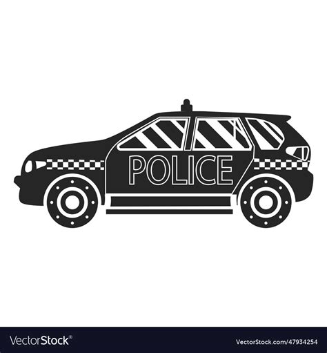 Car police silhouette Royalty Free Vector Image