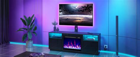 Rolanstar Fireplace TV Stand with Led Lights and Power Outlets ...