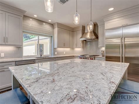 White Spring Granite Countertops Trifection Remodeling Construction