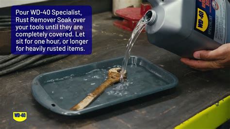 How To Remove Rust From Metal Tools - WD-40 Specialist® Rust Remover Soak - YouTube