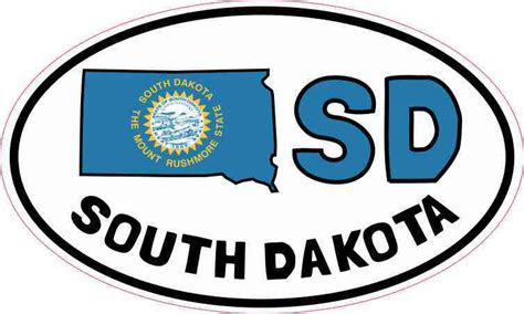 5in x 3in Oval SD South Dakota Sticker Car Bumper Decal Luggage Stickers