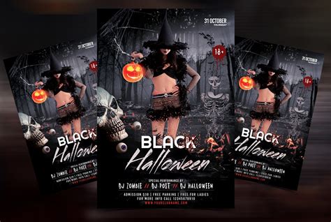 Black Halloween Party Free PSD Flyer Template - PSDFlyer