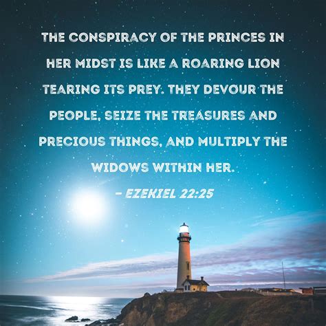 Ezekiel 22:25 The conspiracy of the princes in her midst is like a ...