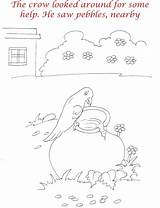 Thirsty crow Story coloring Page For Kids 6 sketch template