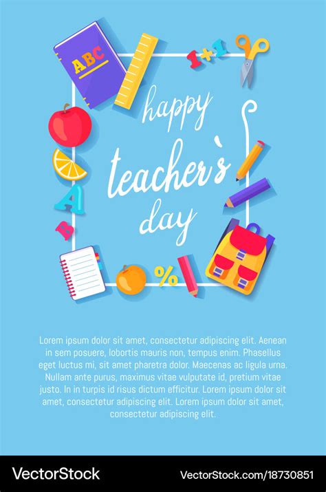 Happy teachers day poster with icons stationery Vector Image