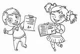 Boys And Girls Showing Perfect Test Results Stock Vector  Illustration sketch template
