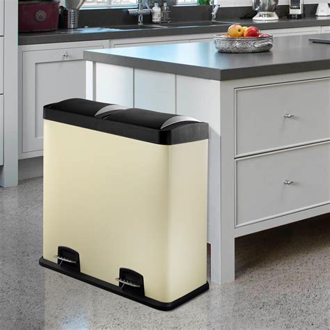 60L Dual Compartment Kitchen Rubbish Bin with Foot Pedal for Waste Recycling | eBay