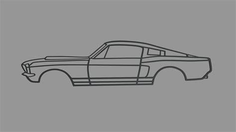 STL file Ford Mustang 1967 Silhouette Wall 🚙・Model to download and 3D print・Cults