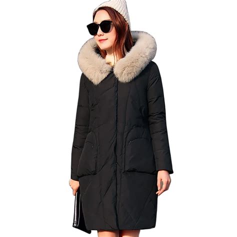 2018 Hot Sale women down jackets Large Fox Fur Collar Winter Jacket ...