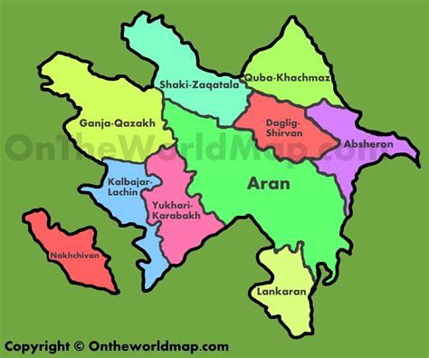 Administrative map of regions in Azerbaijan