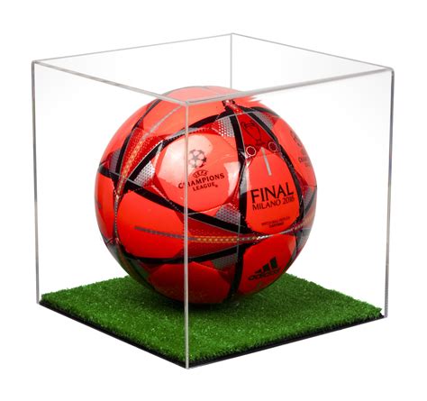 Deluxe Clear Acrylic Full Size Soccer Ball Display Case with Turf Floor ...