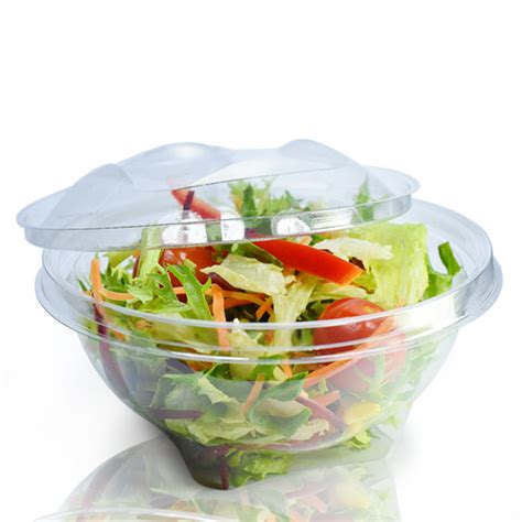 750cc Clear Round Salad Bowl With Hinged Lid - Ideon.co.uk
