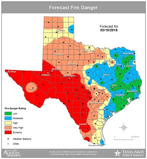 Critical to Extreme Wildfire Danger Spreads Eastward Today