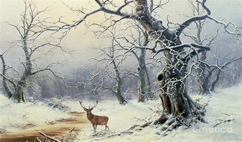 A Stag In A Wooded Landscape Painting by Nils Hans Christiansen