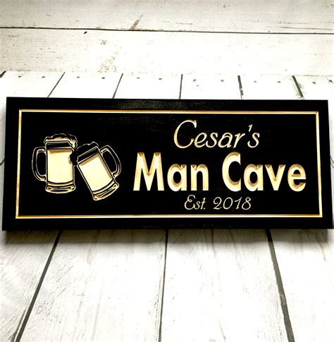 Custom Man Cave Bar Sign with Beer Mugs: benchmarksignsandgifts.com