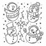 Snowman Set Of Hand Drawn coloring 13795209 Vector Art At Vecteezy sketch template