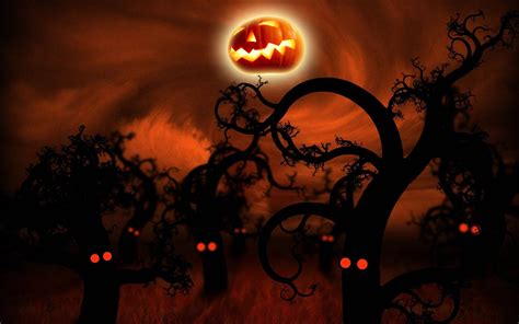 Download Dark Halloween Orange Sky Wallpaper | Wallpapers.com