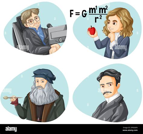 Set of Famous Person in Science illustration Stock Vector Image & Art ...