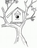 Bird House Coloring Page Pages sketch template