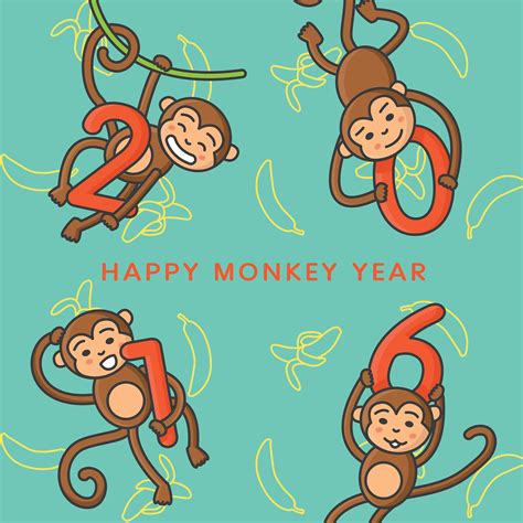 happy monkey year icon :: Behance