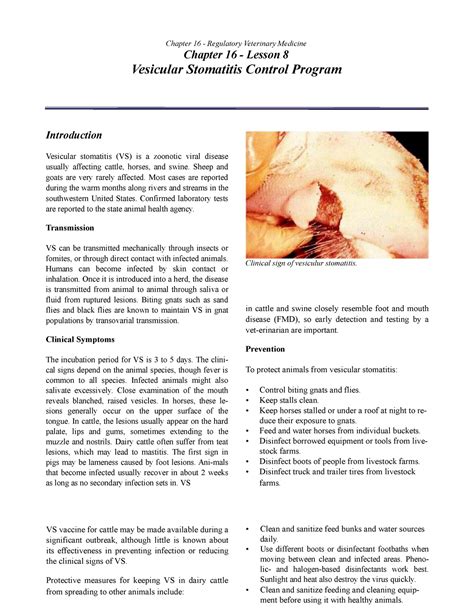 Ch16-08 Vesicular Stomatitis Control Program - Chapter 16 - Regulatory ...