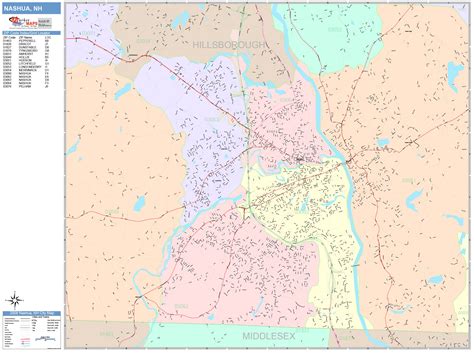 Nashua New Hampshire Wall Map (Color Cast Style) by MarketMAPS - MapSales