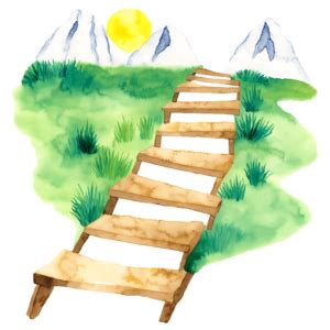 Download Wooden Steps in Nature Landscape PNG Online - Creative Fabrica