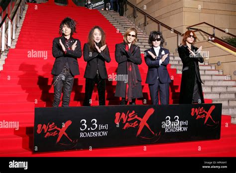 Members of rock band X Japan pose for cameras during the red carpet ...