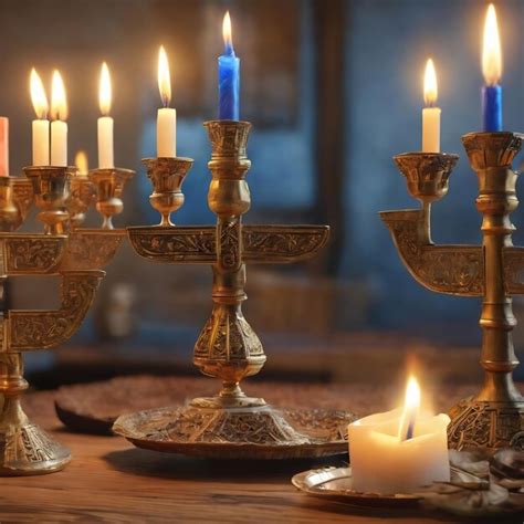 Premium AI Image | Image of jewish holiday hanukkah with menorah