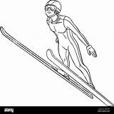 Ski Jumping Isolated Coloring Page For Kids Stock Vector Image & Art  sketch template