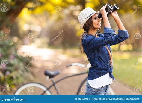 Woman bird watching stock photo. Image of girl, happiness - 31340604