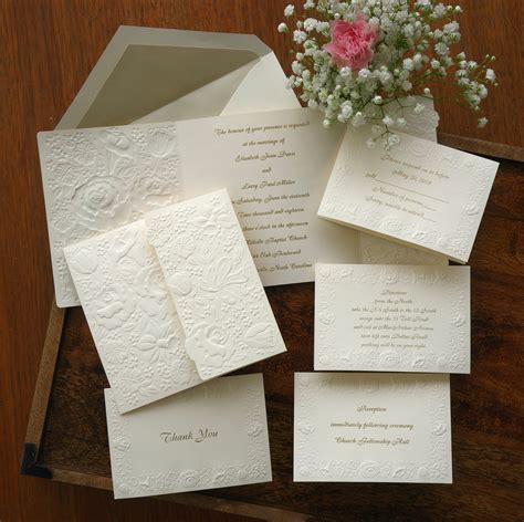 Embossed Floral Wedding Invitation Suite / Wedding RSVP Cards, Envelopes & More /… | Embossed ...