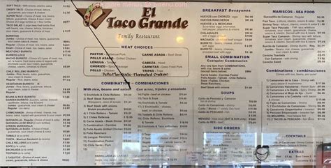 Menu at Taco Grande restaurant, Carpinteria