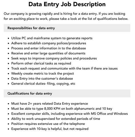 Data Entry Job Description | Velvet Jobs