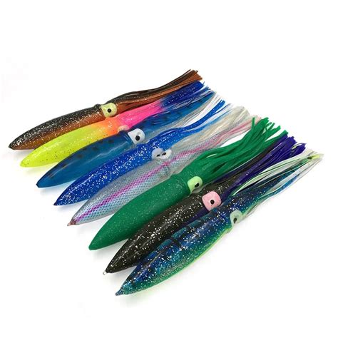 Soft Plastic Bulb Squid Fishing Lures Skirts 12inch Tuna Lure Squid Bait For Saltwater Fishing ...