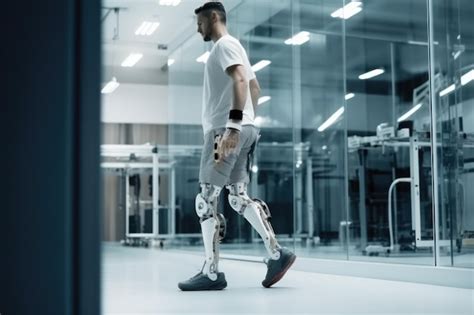 Premium AI Image | Beyond Disability Embracing the Future with Cybernetic Prosthetic Leg Technology